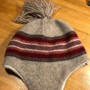 Wool Blend One Size Knit Cap Tassel Fleece Lined Ear Flap Knit Hat